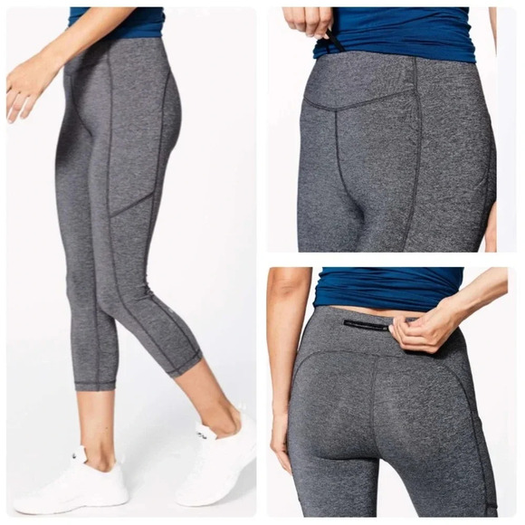 Lululemon Speed Up Crop 21" Heathered Black Size 6 W6AK6S - Picture 2 of 15
